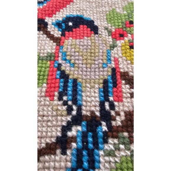 2 Vintage Swedish Tapestry Birds Bird 60s 70s Wool Embroidery Stitched - Picture 6 of 8